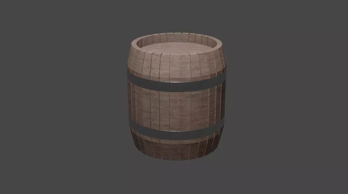Barrel wooden circle Low-poly 3D model_0