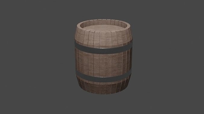 Barrel wooden circle Low-poly 3D model