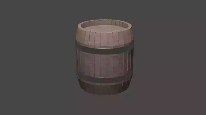 Barrel wooden circle Low-poly 3D model