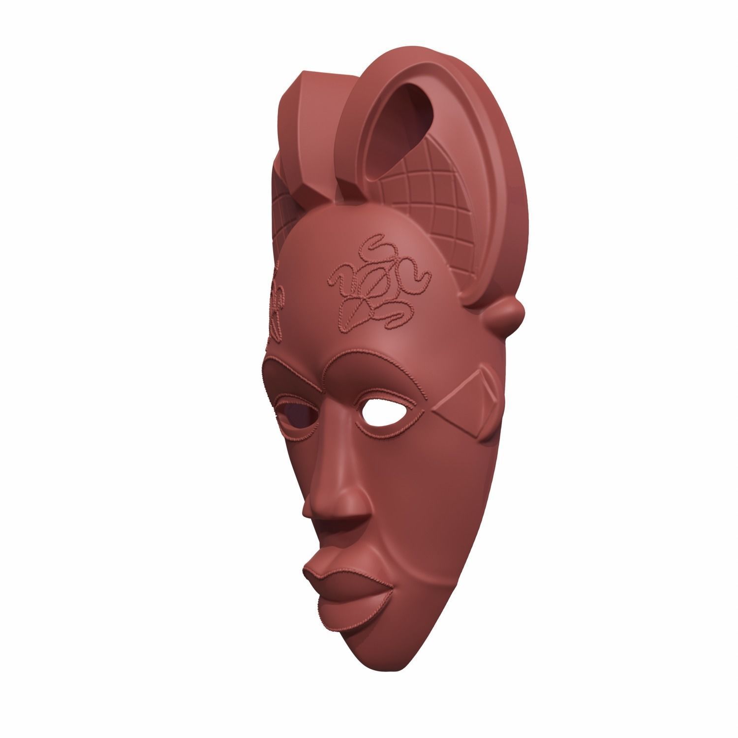 African mask 3D print model_7
