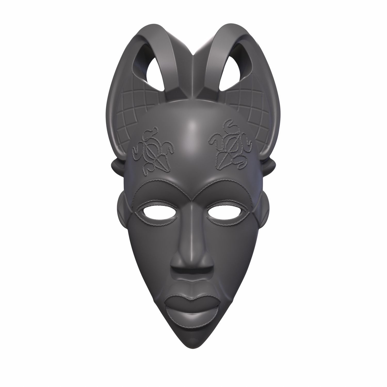 African mask 3D print model_9