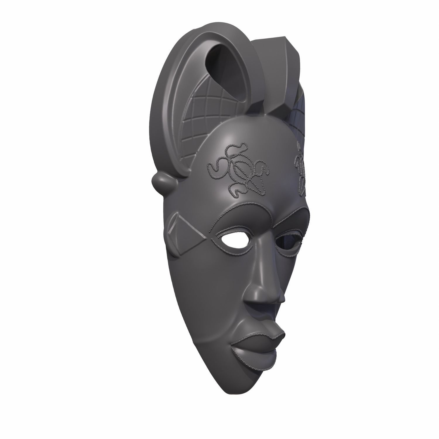 African mask 3D print model_10