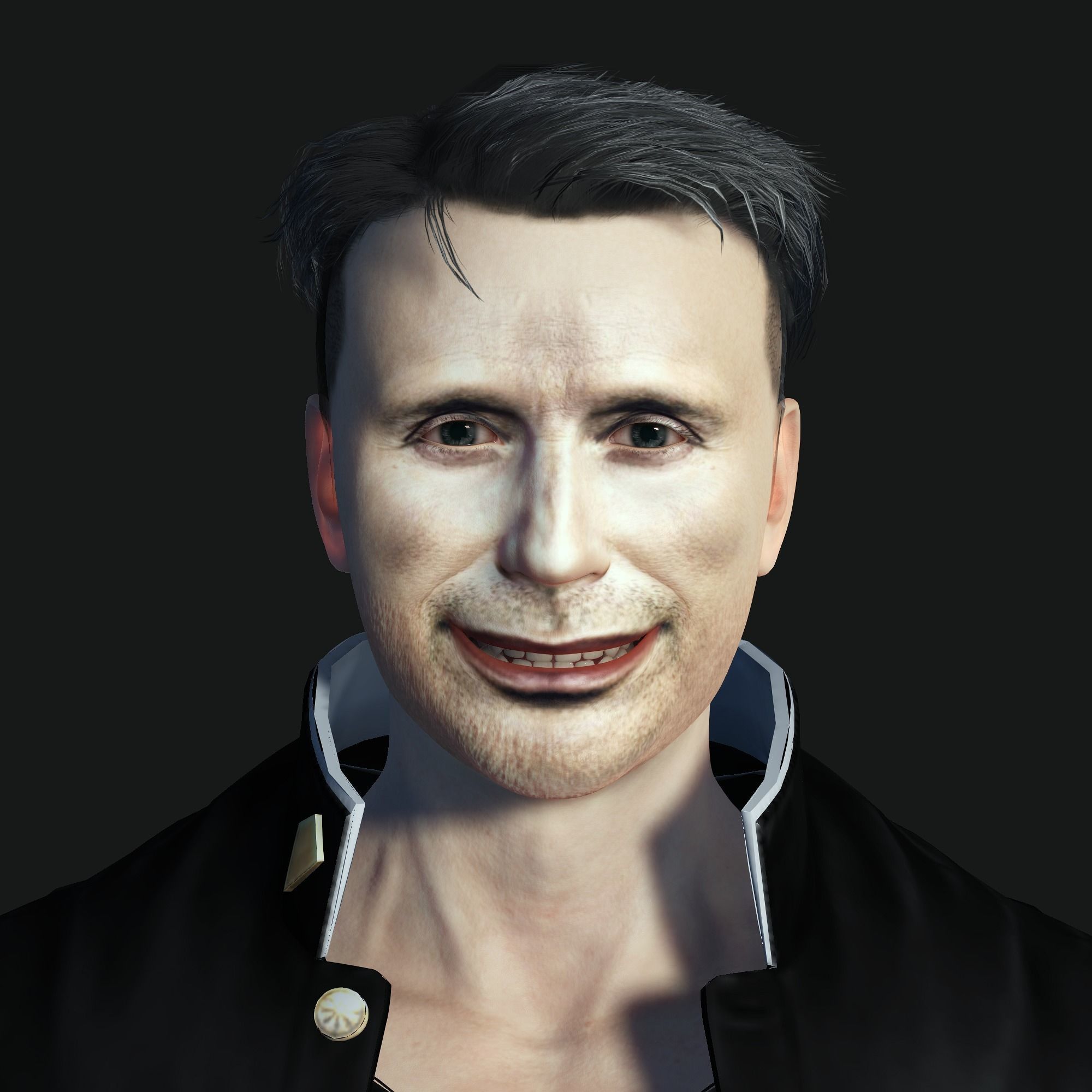 Mads Mikkelsen 3D Rigged model ready for animation Low-poly 3D model_7