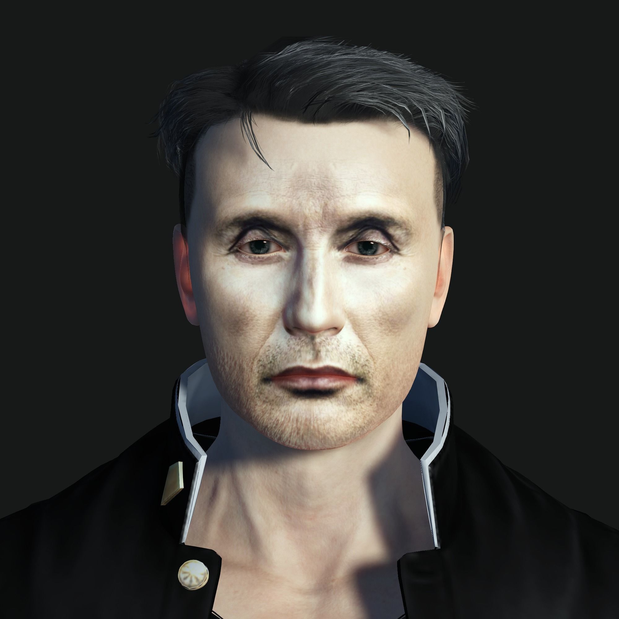 Mads Mikkelsen 3D Rigged model ready for animation Low-poly 3D model_10
