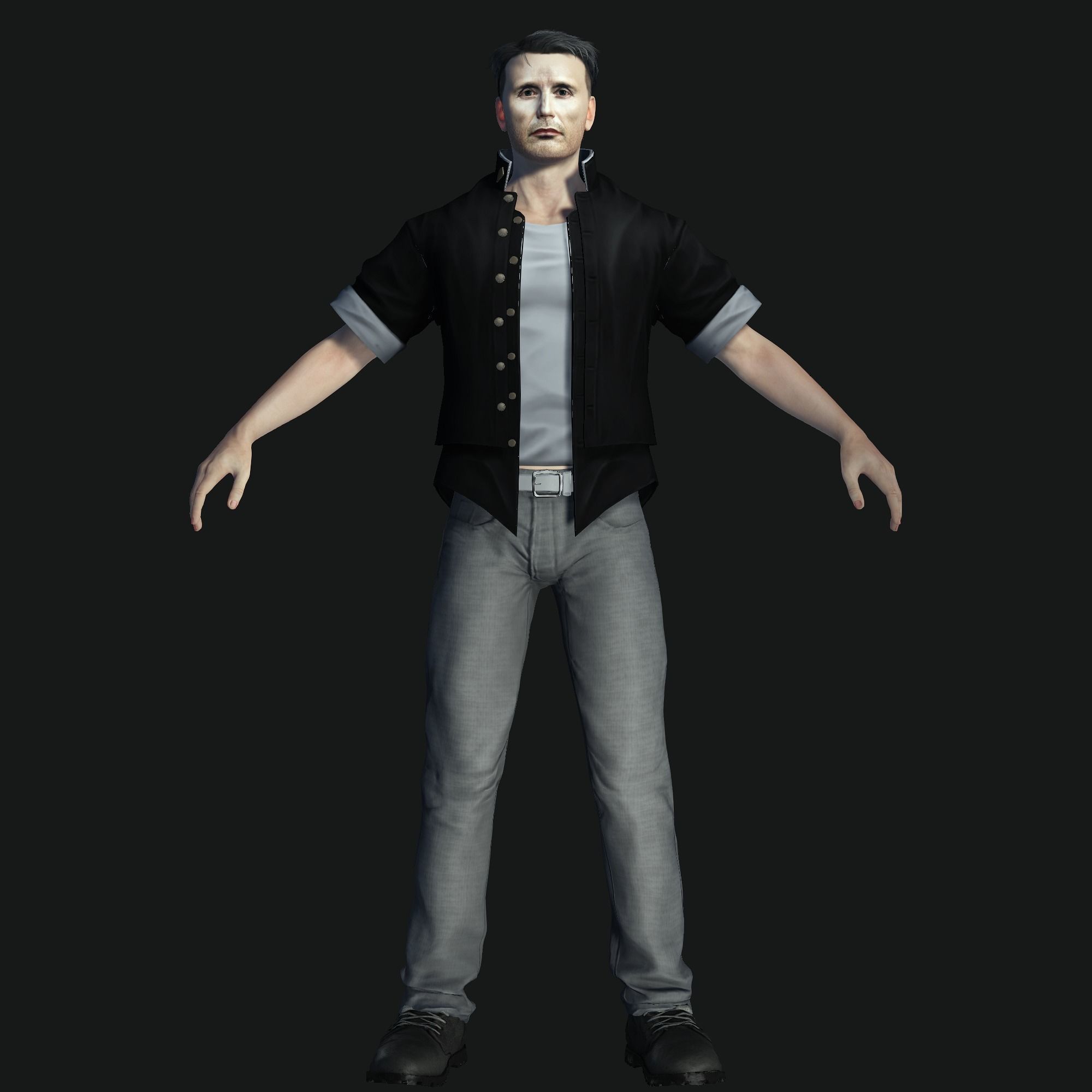 Mads Mikkelsen 3D Rigged model ready for animation Low-poly 3D model_2