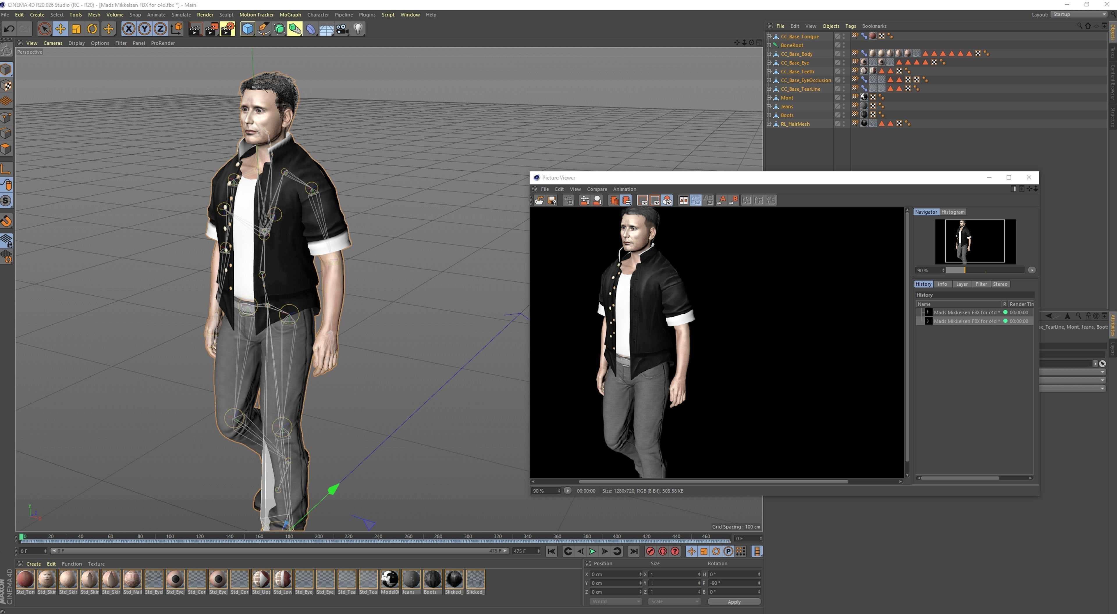 Mads Mikkelsen 3D Rigged model ready for animation Low-poly 3D model_14