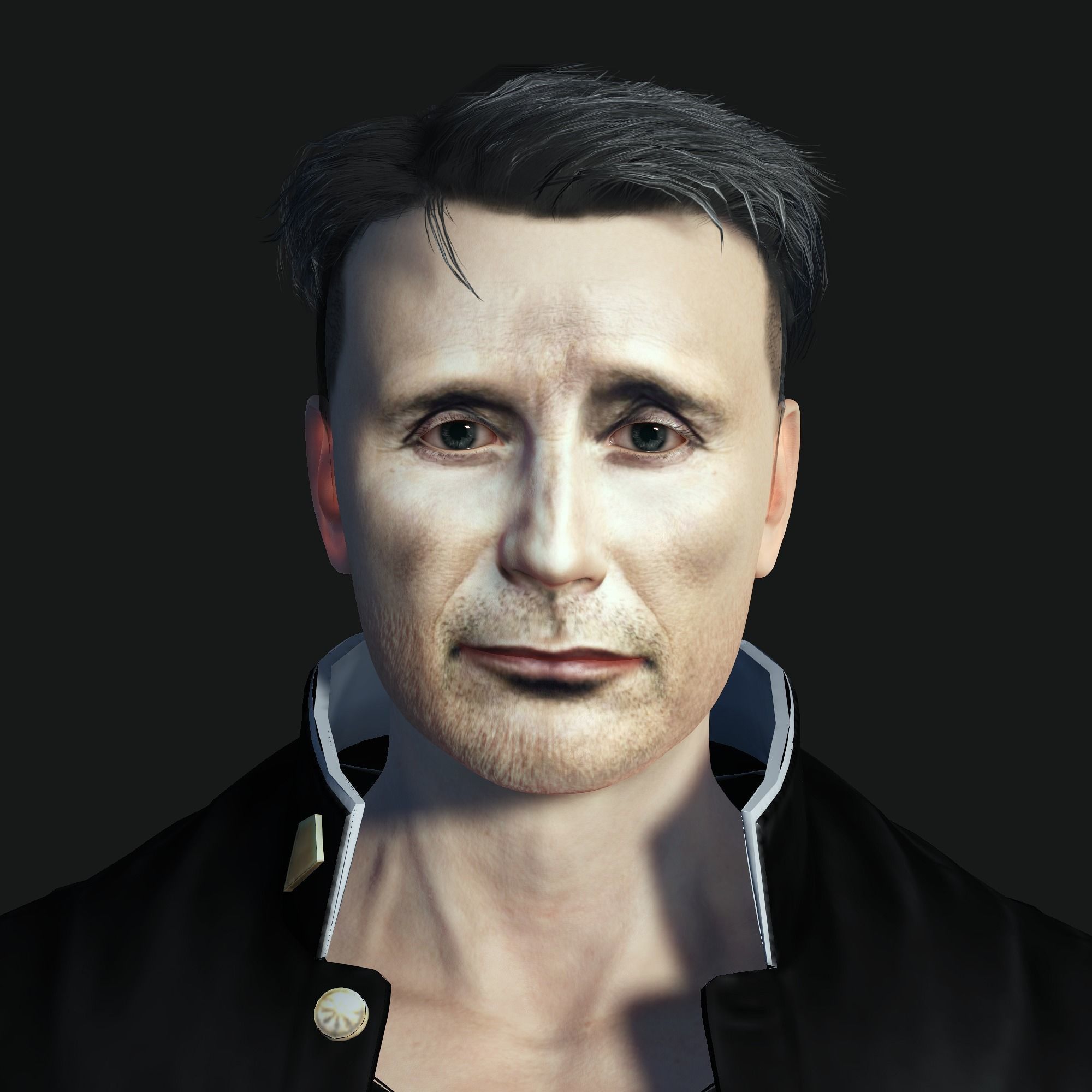 Mads Mikkelsen 3D Rigged model ready for animation Low-poly 3D model_5