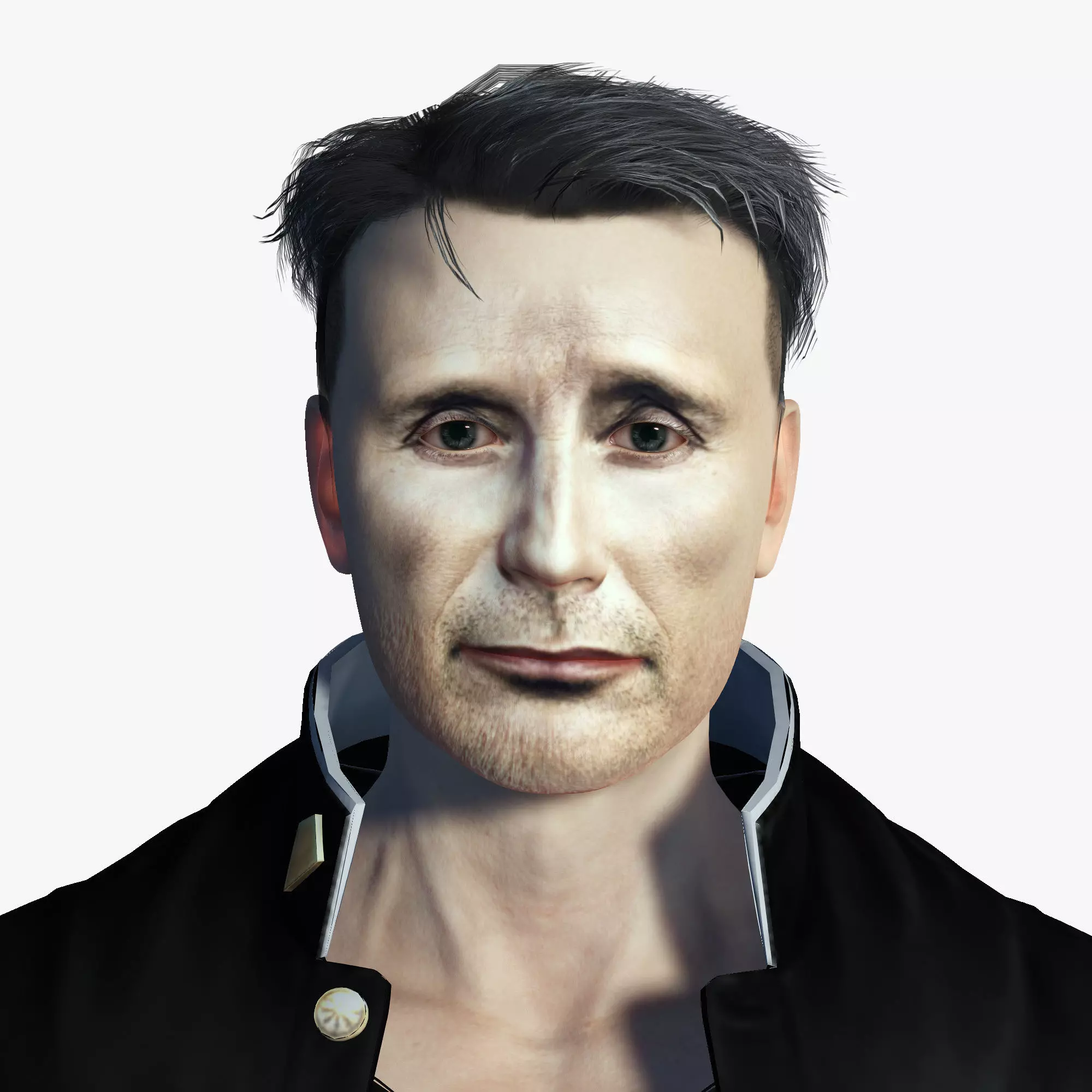Mads Mikkelsen 3D Rigged model ready for animation Low-poly 3D model_0
