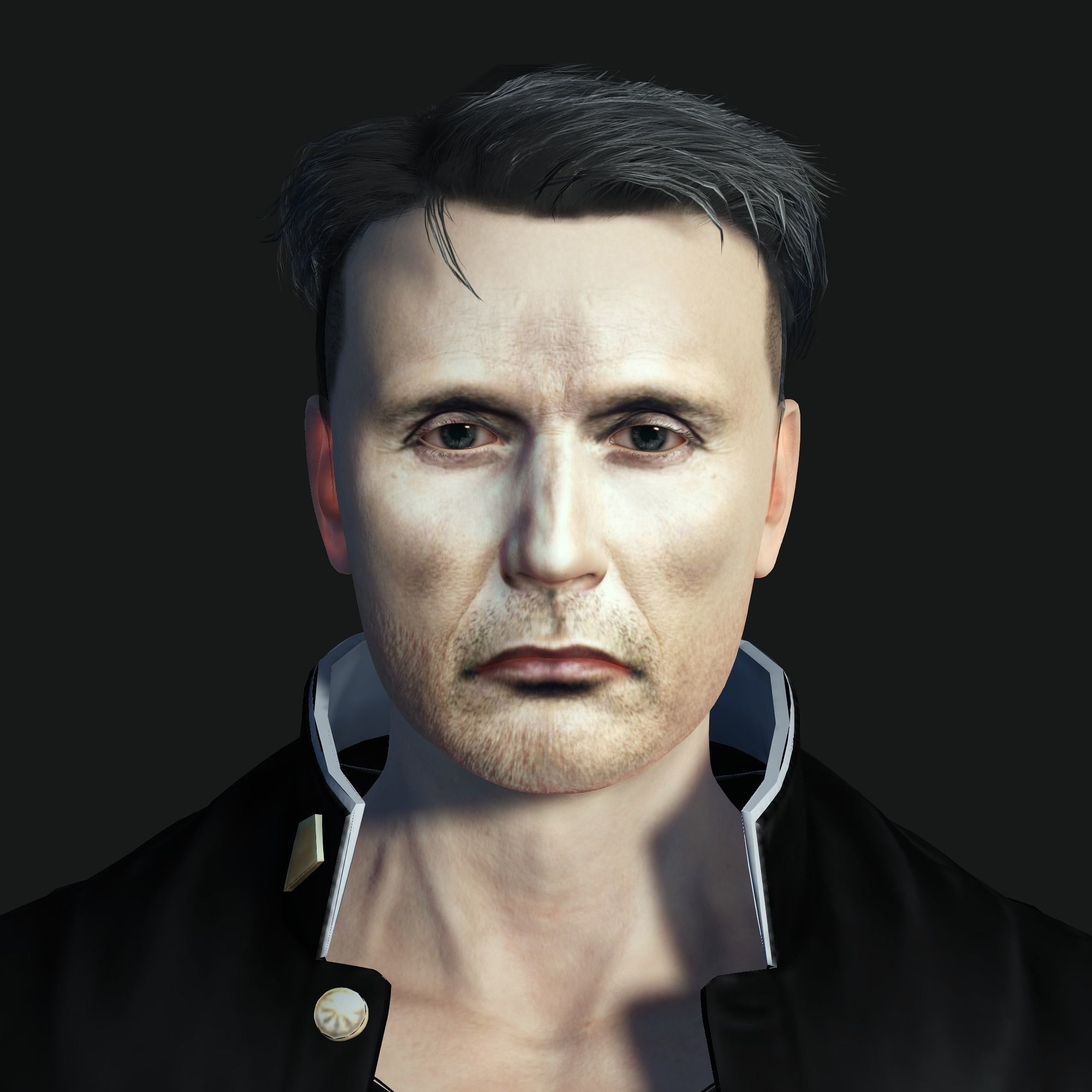 Mads Mikkelsen 3D Rigged model ready for animation Low-poly 3D model_11