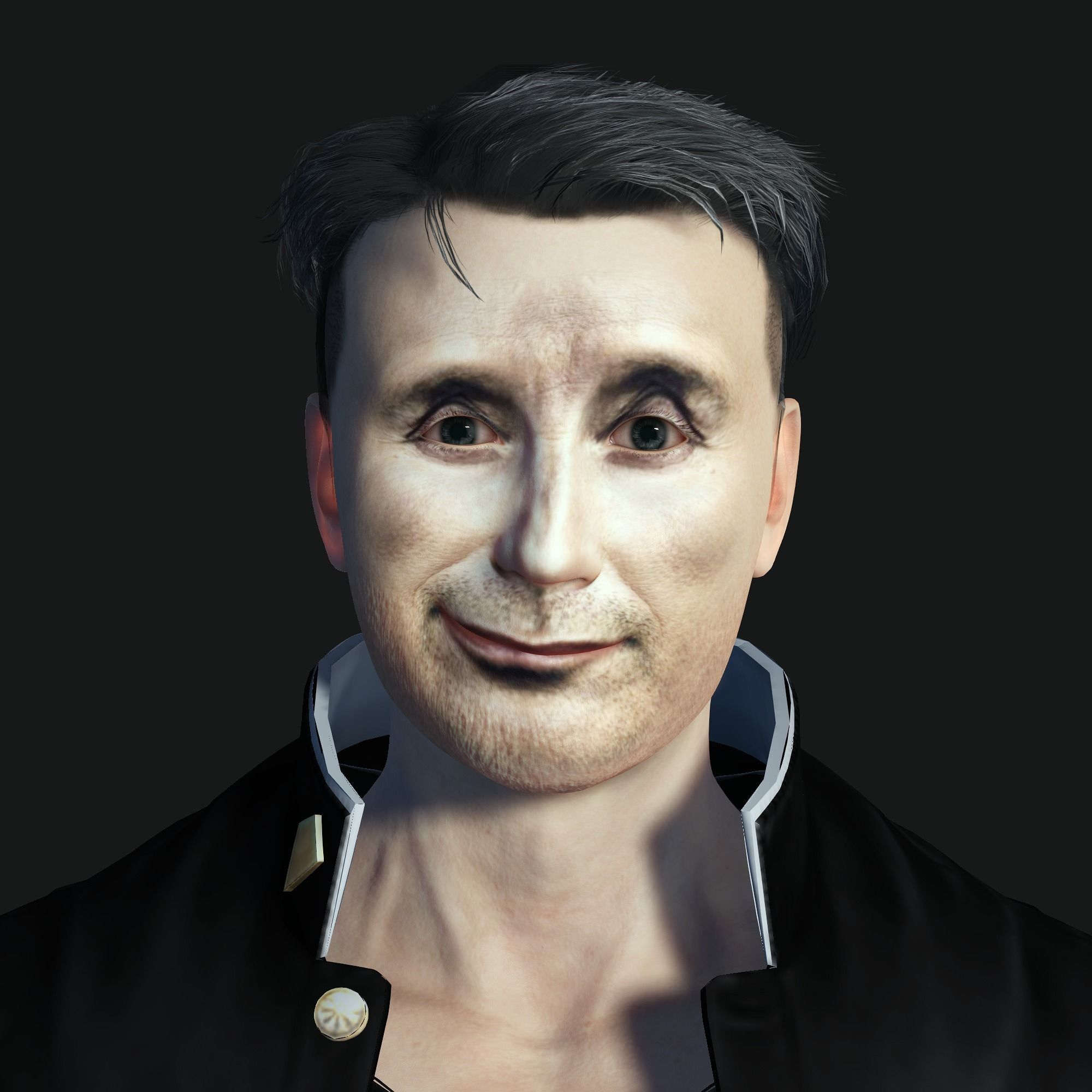 Mads Mikkelsen 3D Rigged model ready for animation Low-poly 3D model_9