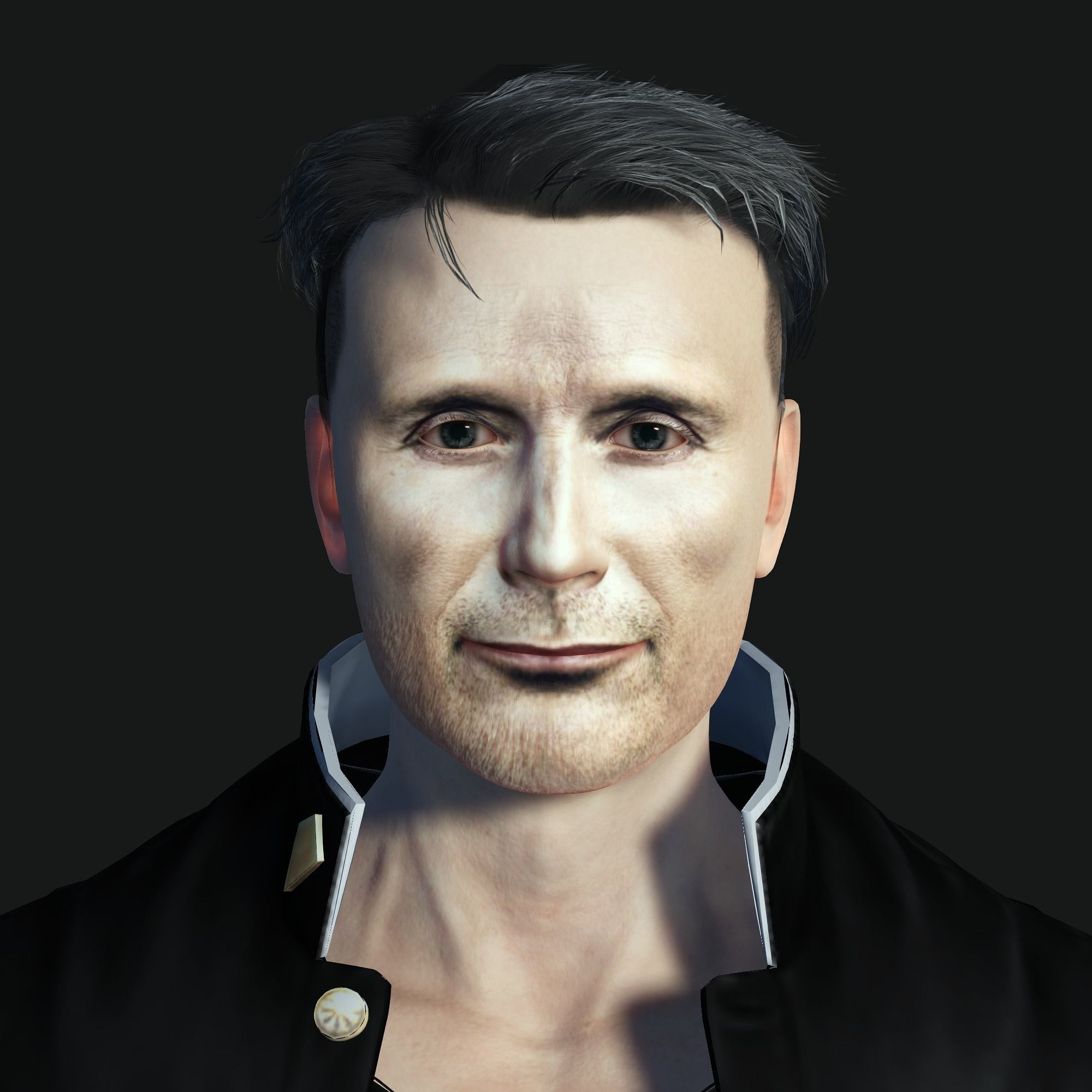 Mads Mikkelsen 3D Rigged model ready for animation Low-poly 3D model_6