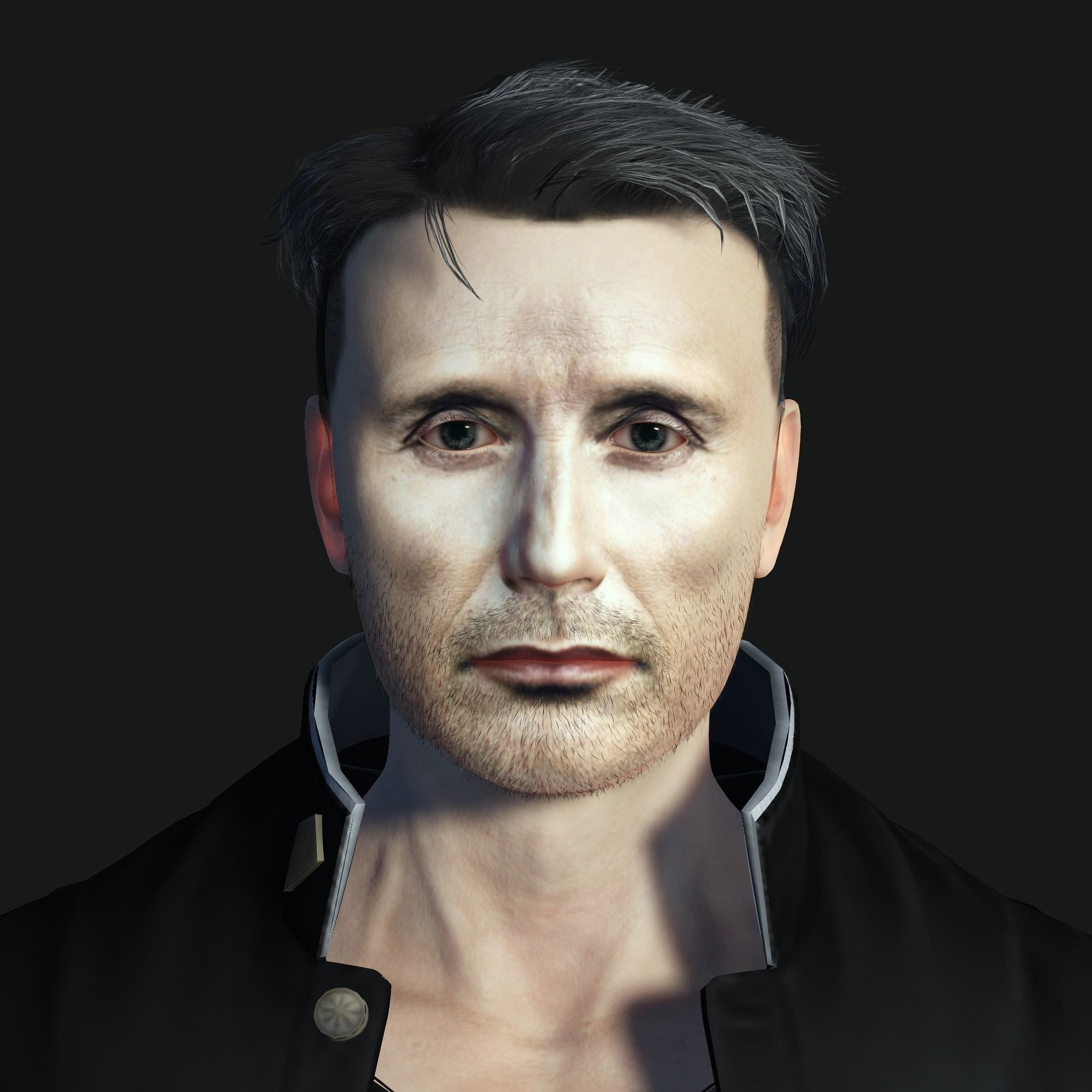 Mads Mikkelsen 3D Rigged model ready for animation Low-poly 3D model_4