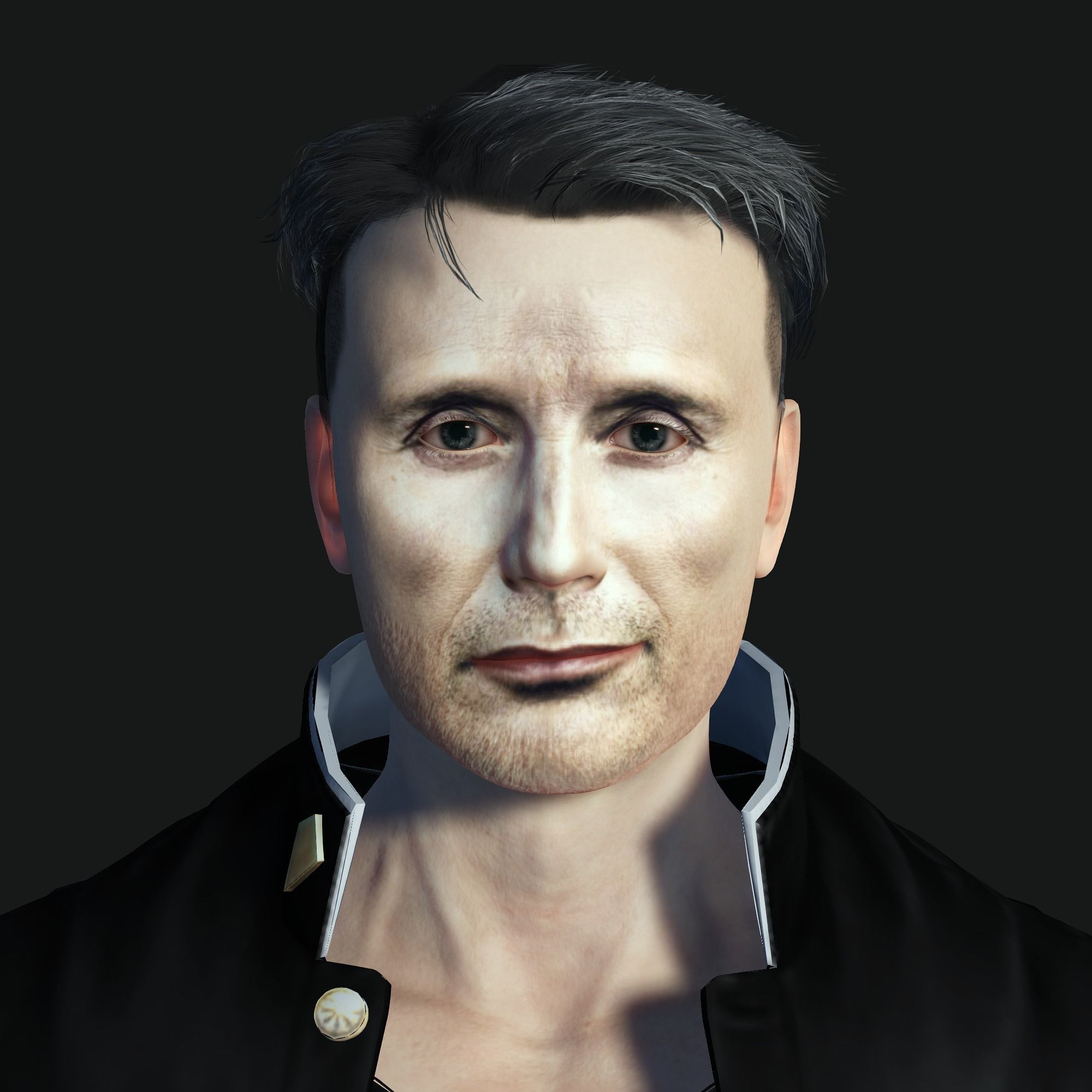 Mads Mikkelsen 3D Rigged model ready for animation Low-poly 3D model_3