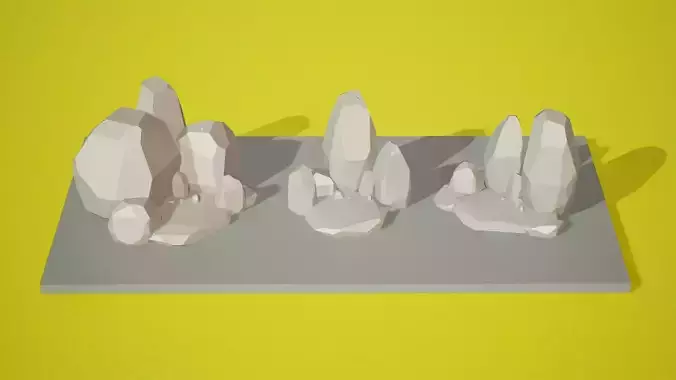 Low Poly Rocks 3D Model Game Ready group of