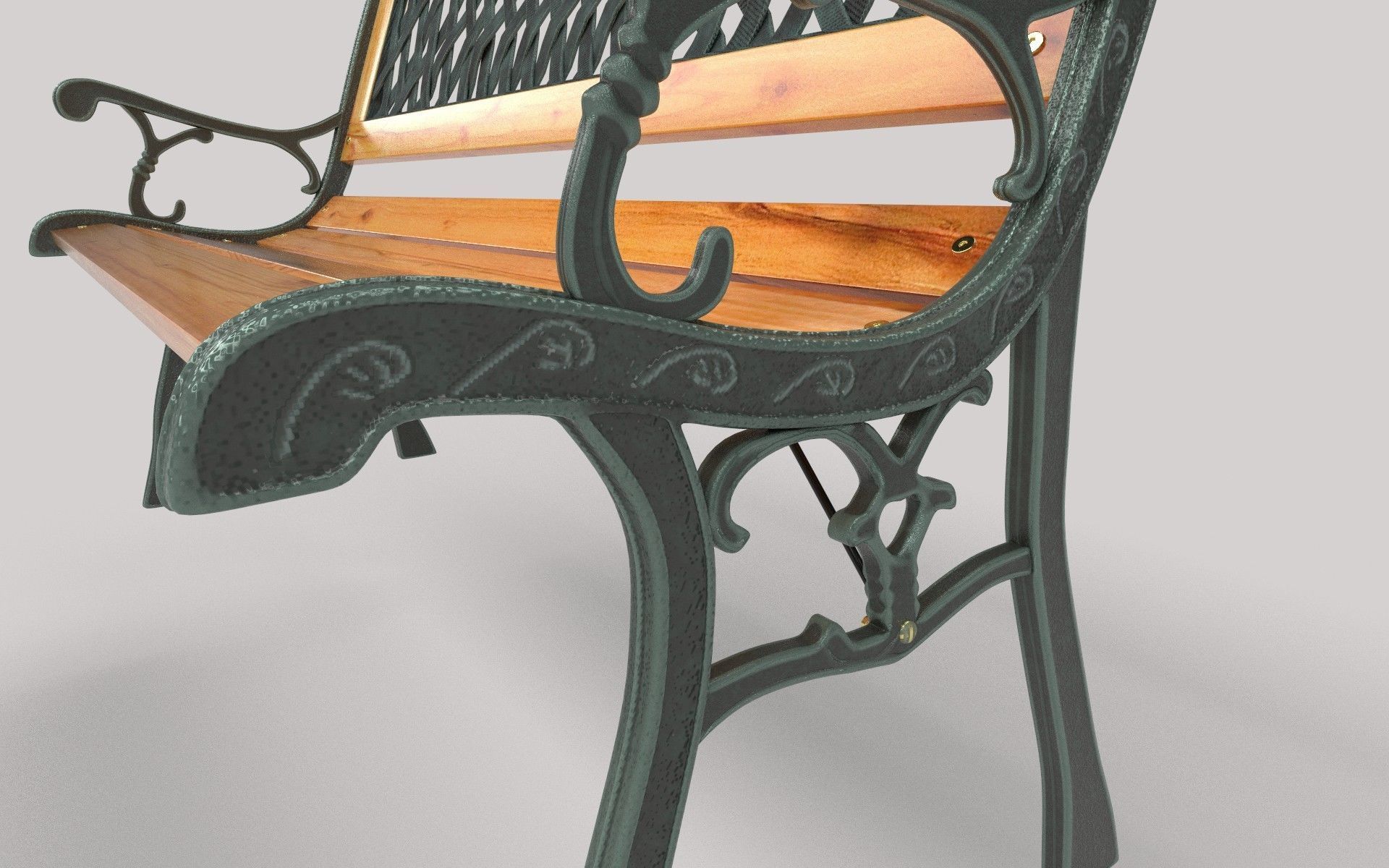 Garden Bench Low-poly 3D model_5