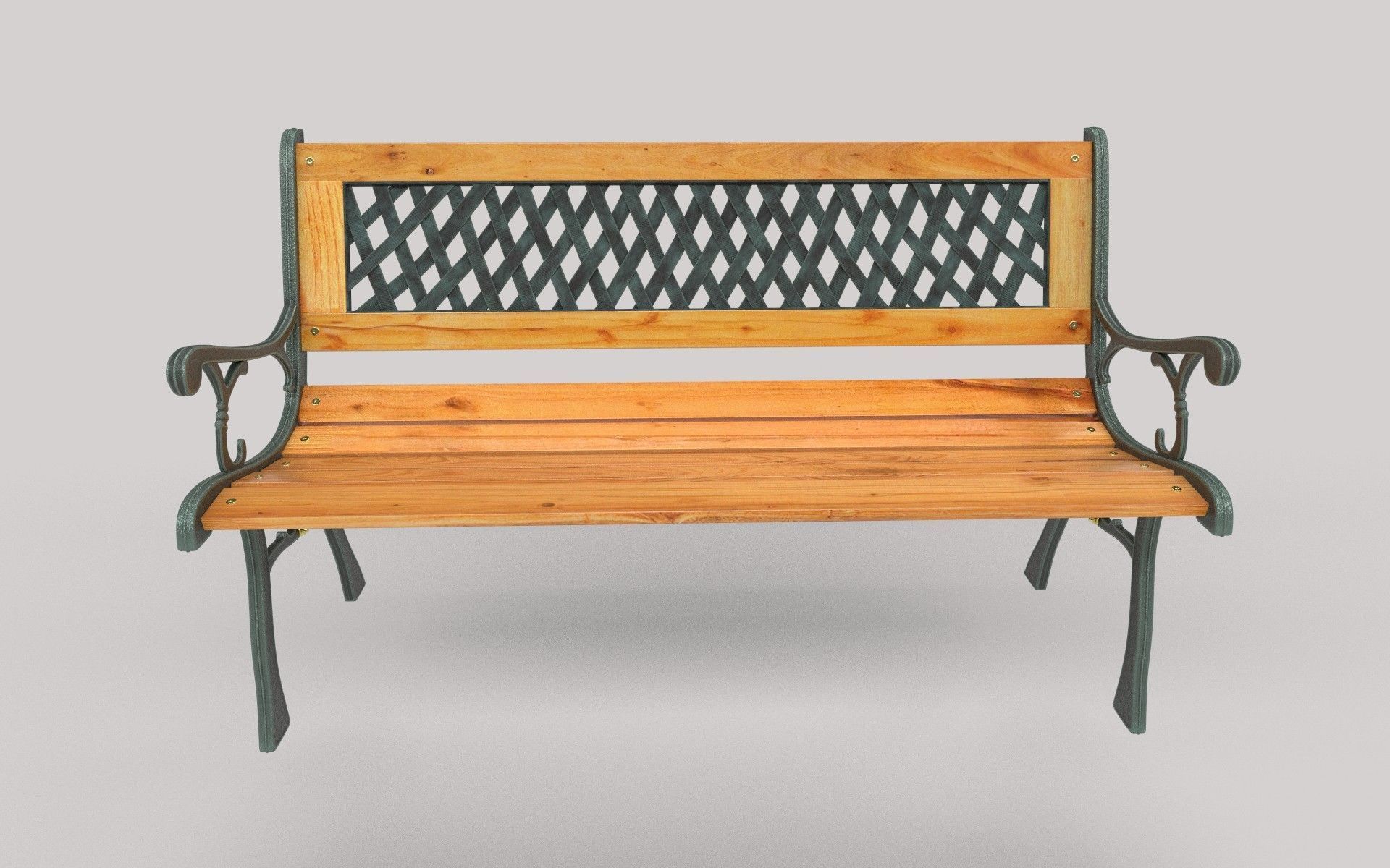 Garden Bench Low-poly 3D model_1