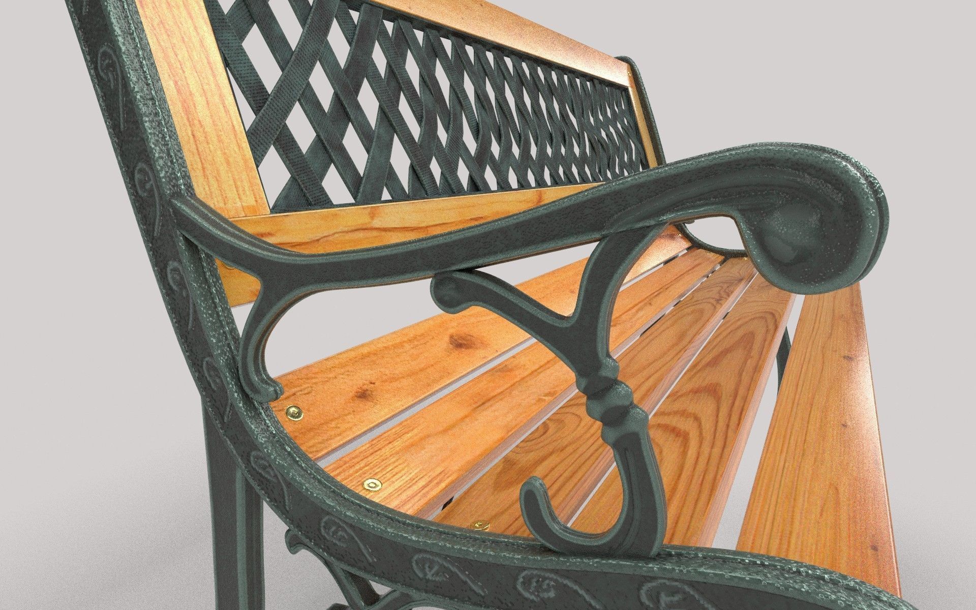 Garden Bench Low-poly 3D model_7