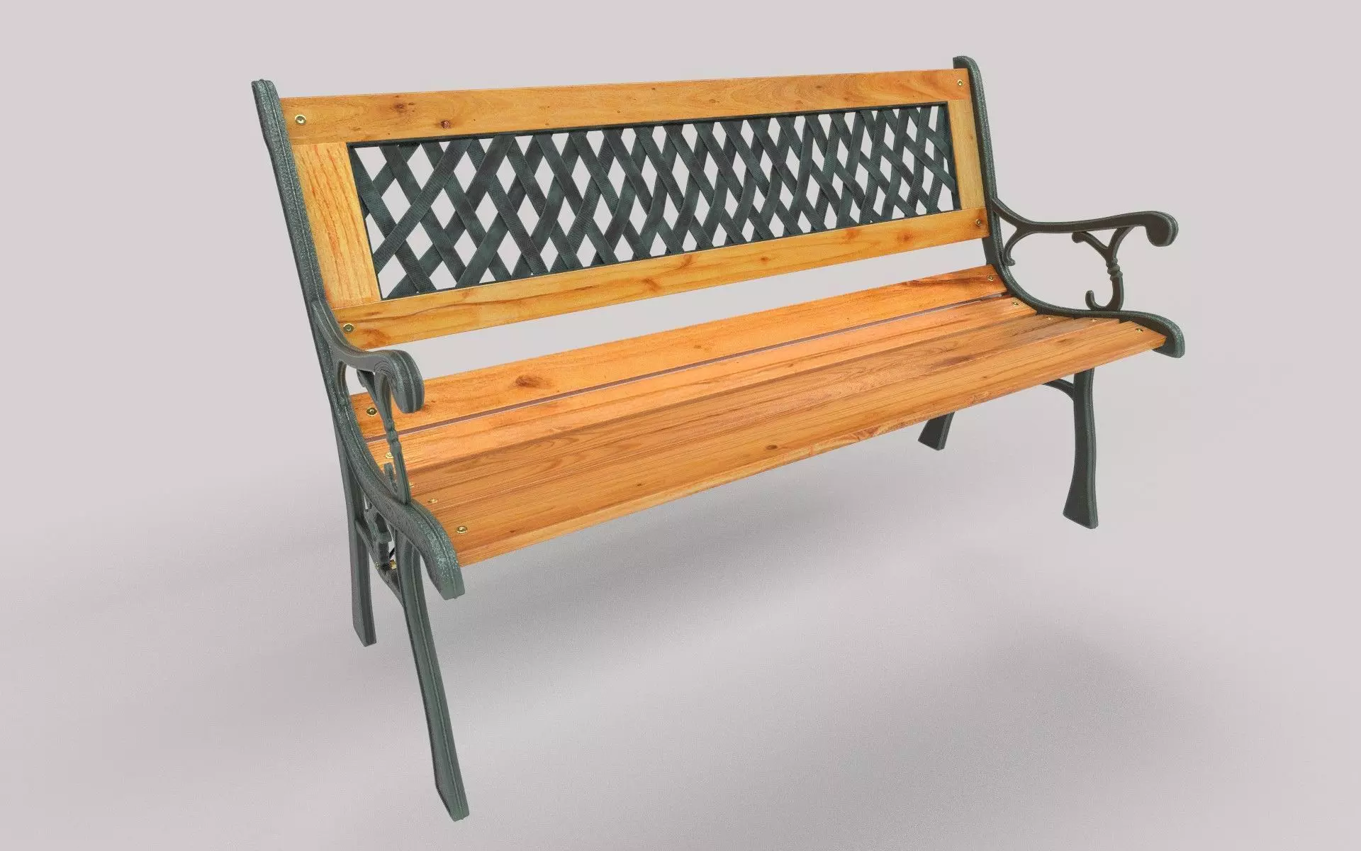 Garden Bench Low-poly 3D model_0