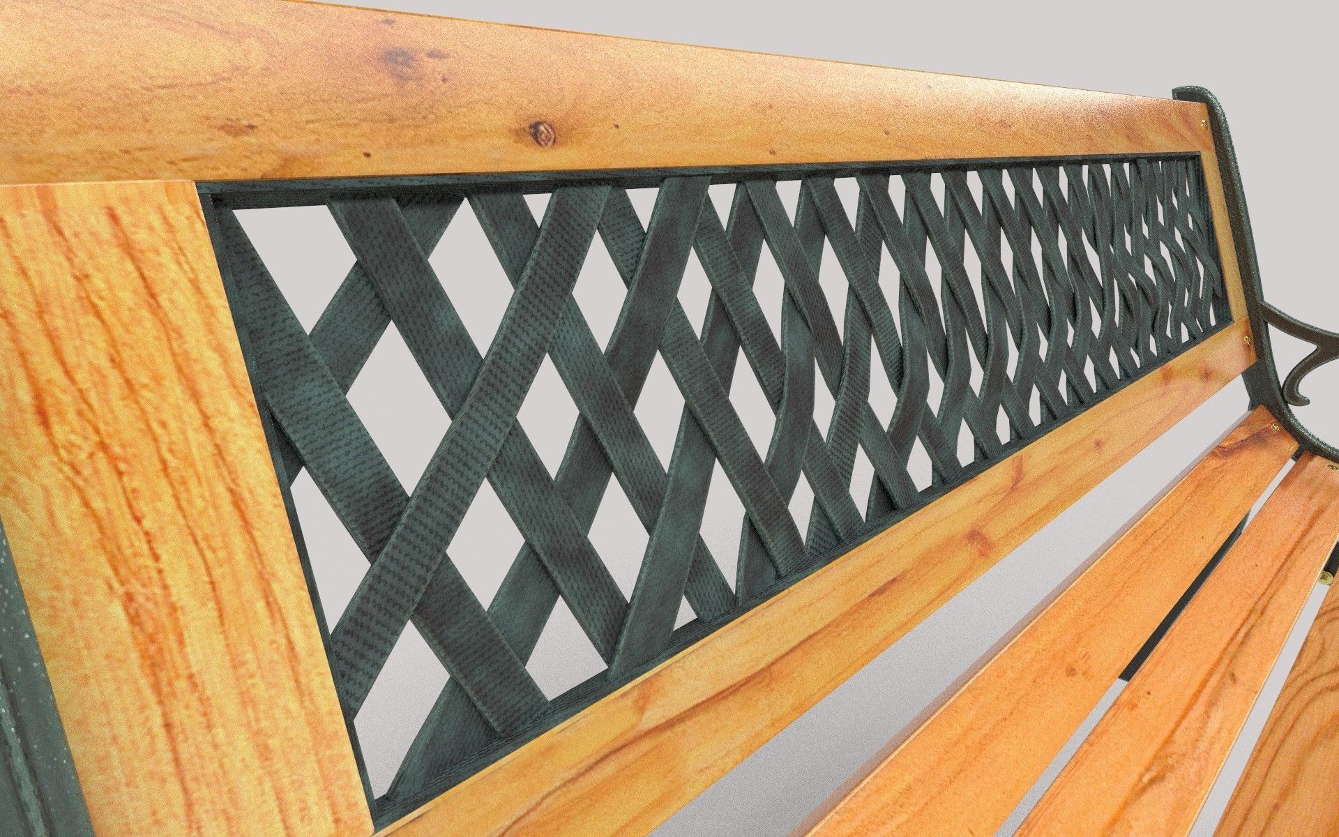 Garden Bench Low-poly 3D model_6
