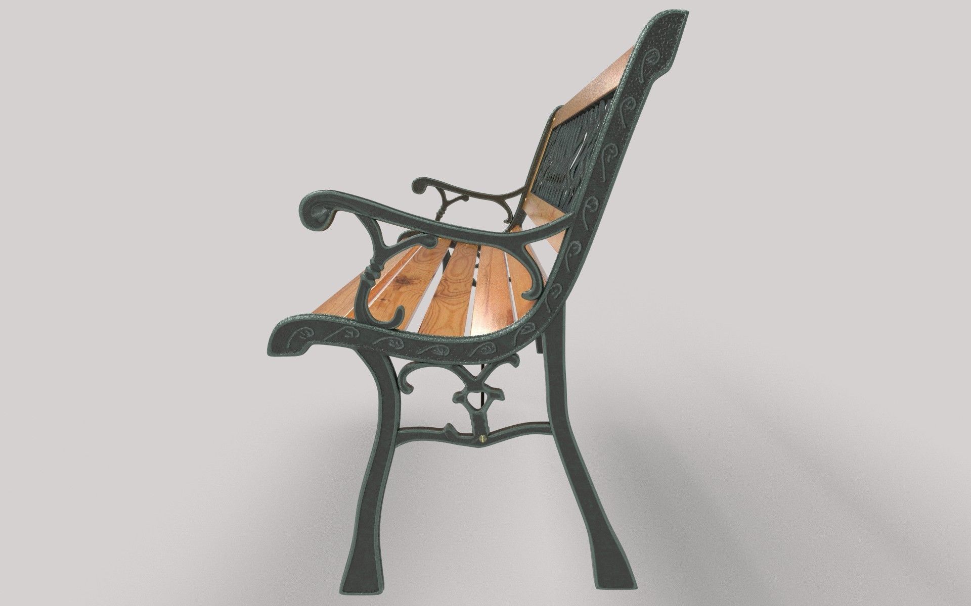 Garden Bench Low-poly 3D model_2