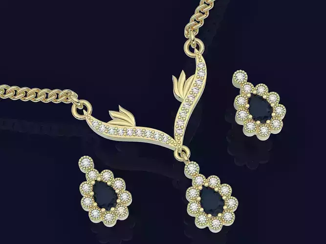 Lux pendant earrings gold printable jewelry 3D model