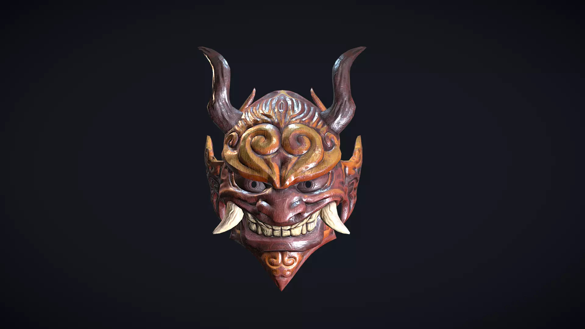 Samurai Mask oni 2 3D model_0