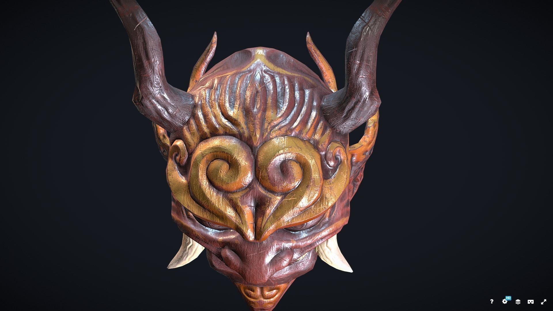 Samurai Mask oni 2 3D model_3