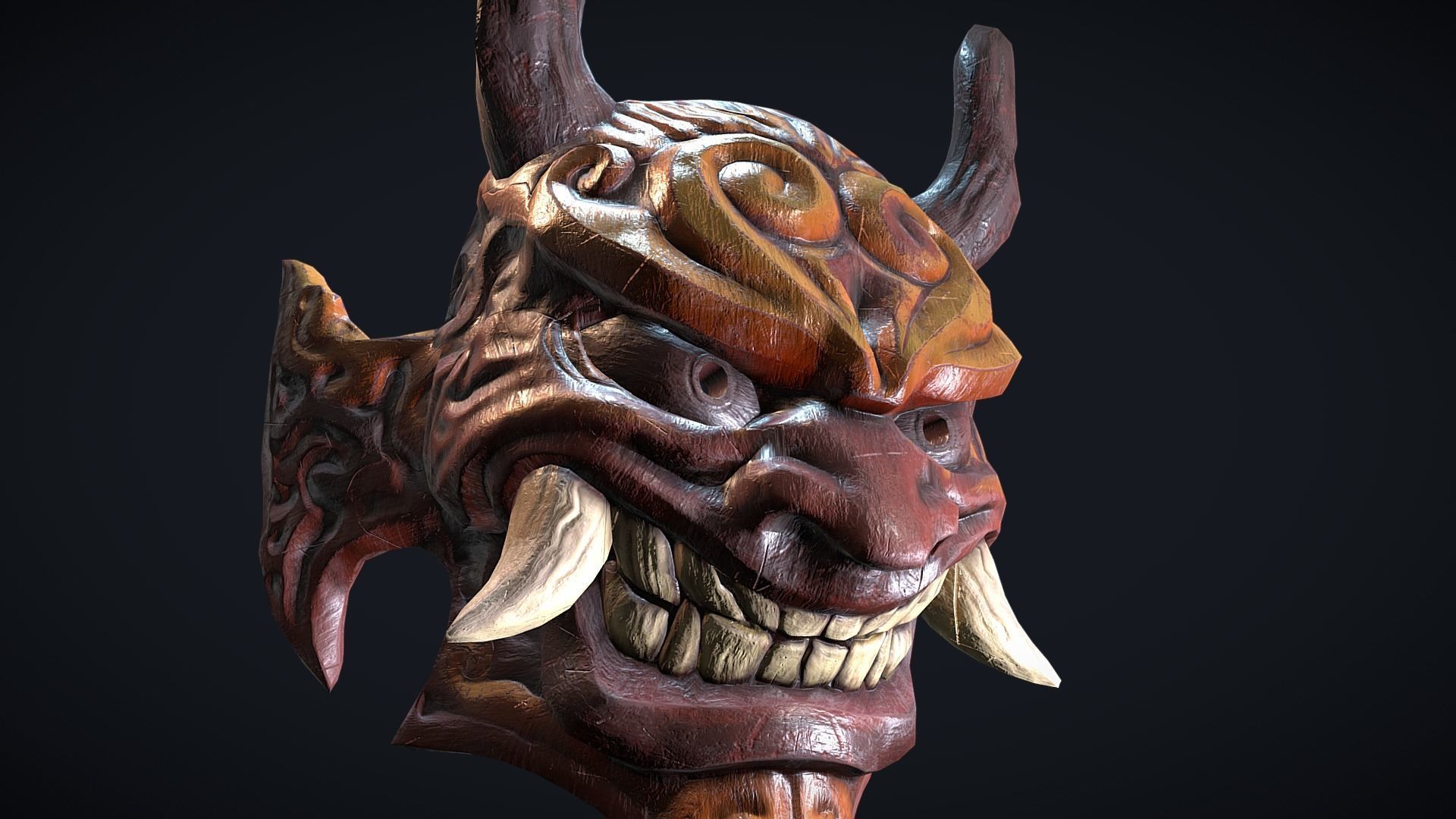 Samurai Mask oni 2 3D model_1
