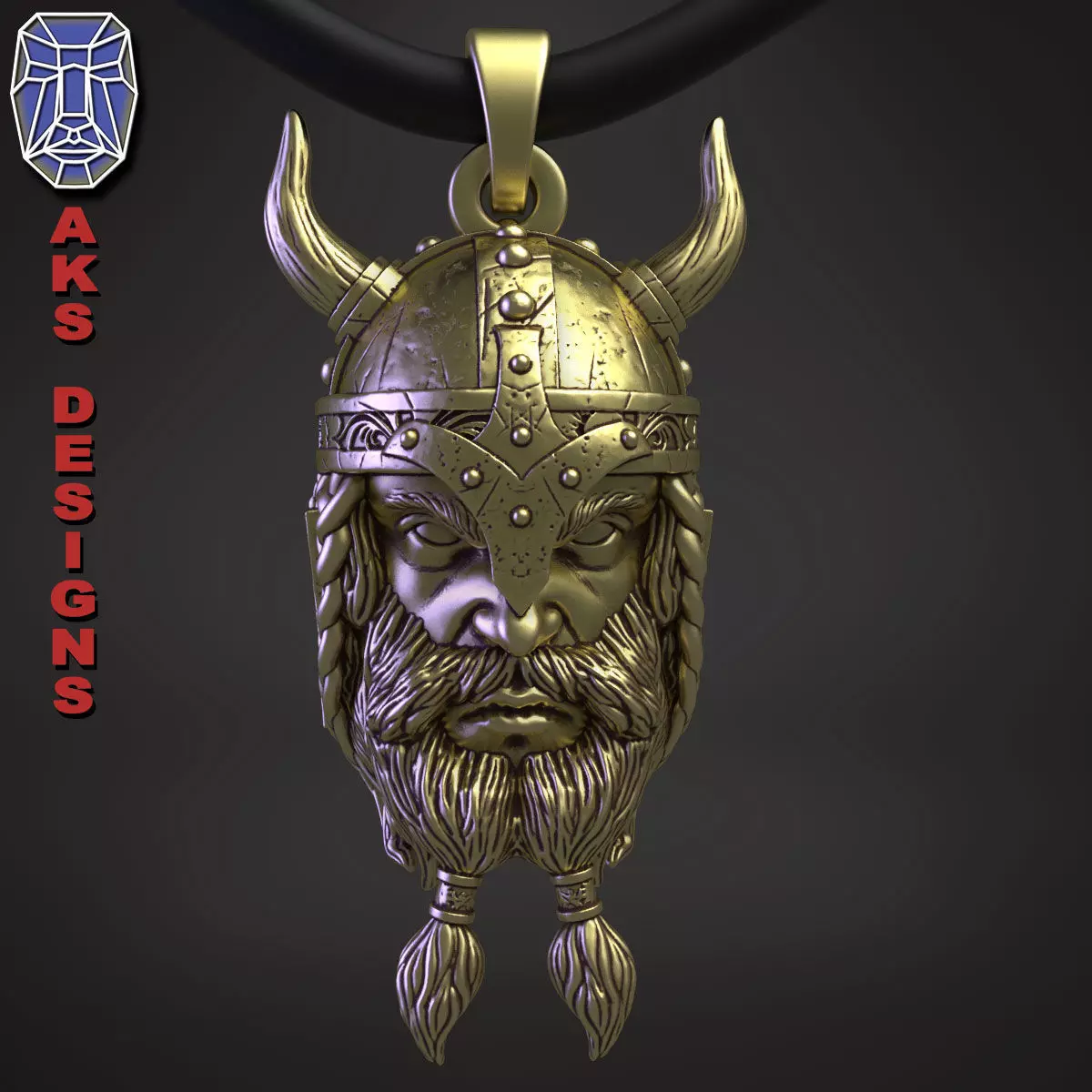 Pendant biker jewelry Ancient viking warrior v1 3D print model