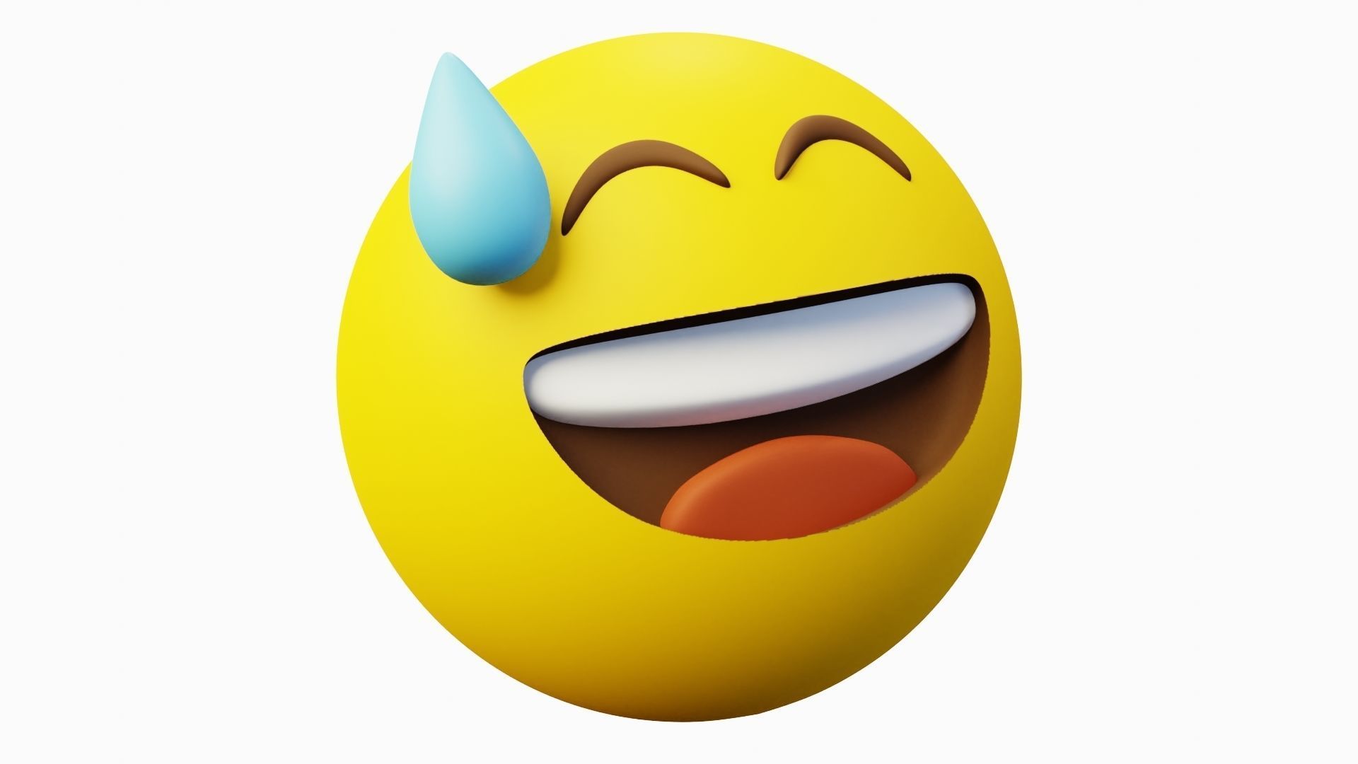 Awkward yellow ball Emoticon Emoji or Smiley 3D model_2