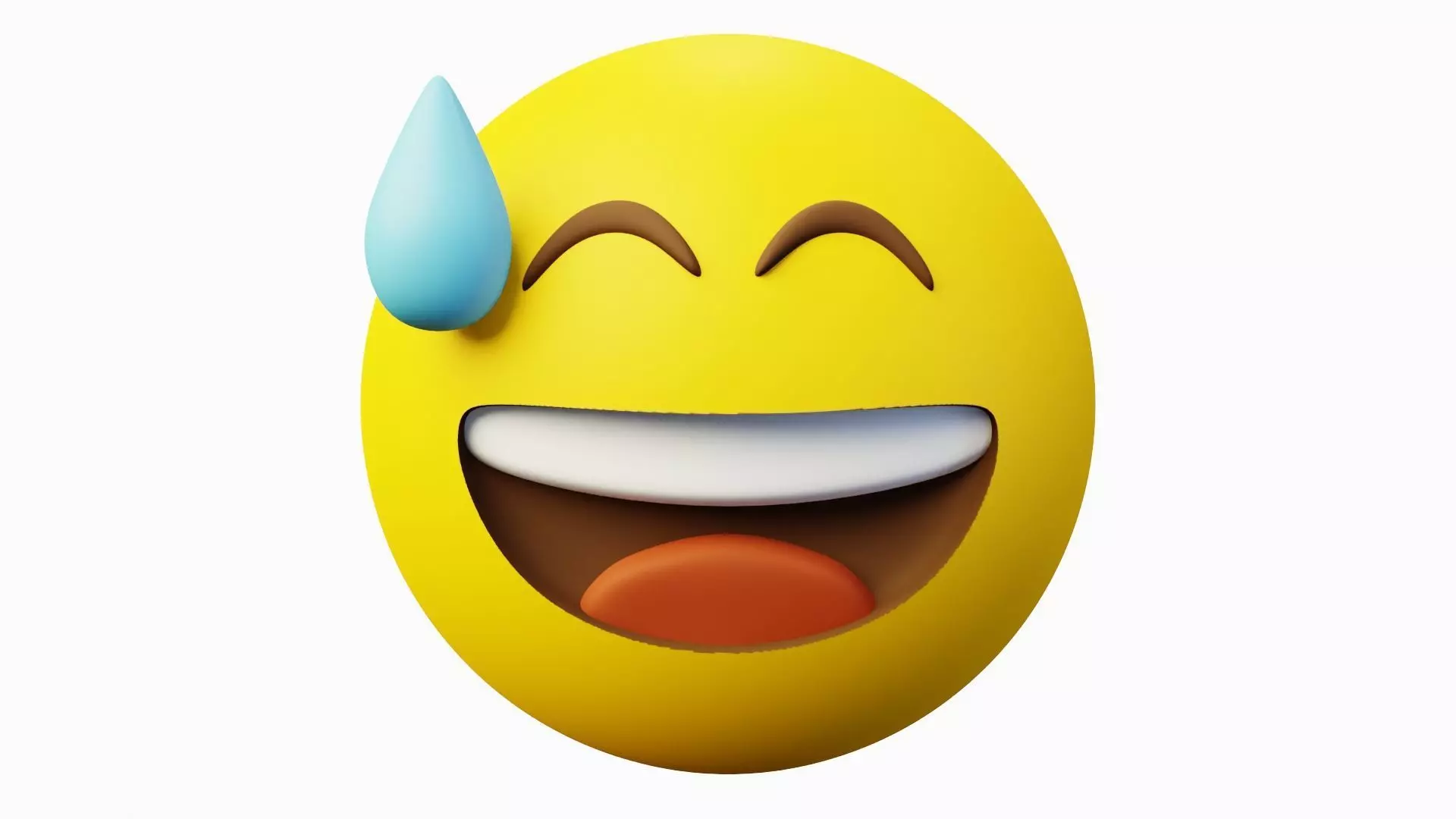 Awkward yellow ball Emoticon Emoji or Smiley 3D model_0