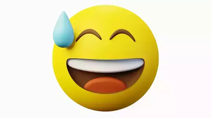 Awkward yellow ball Emoticon Emoji or Smiley 3D model