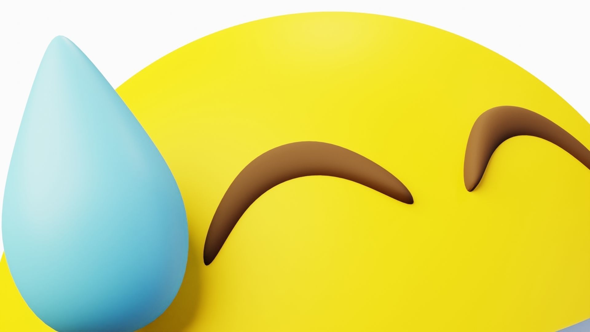 Awkward yellow ball Emoticon Emoji or Smiley 3D model_5