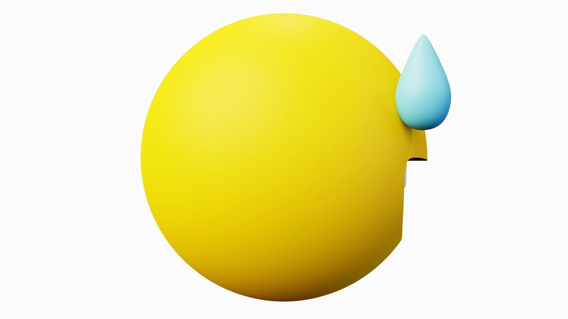 Awkward yellow ball Emoticon Emoji or Smiley 3D model_3