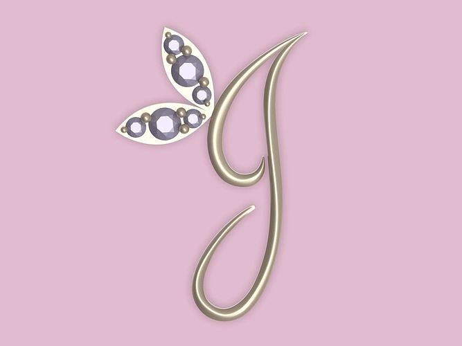 J word pendant 3D model CGTrader