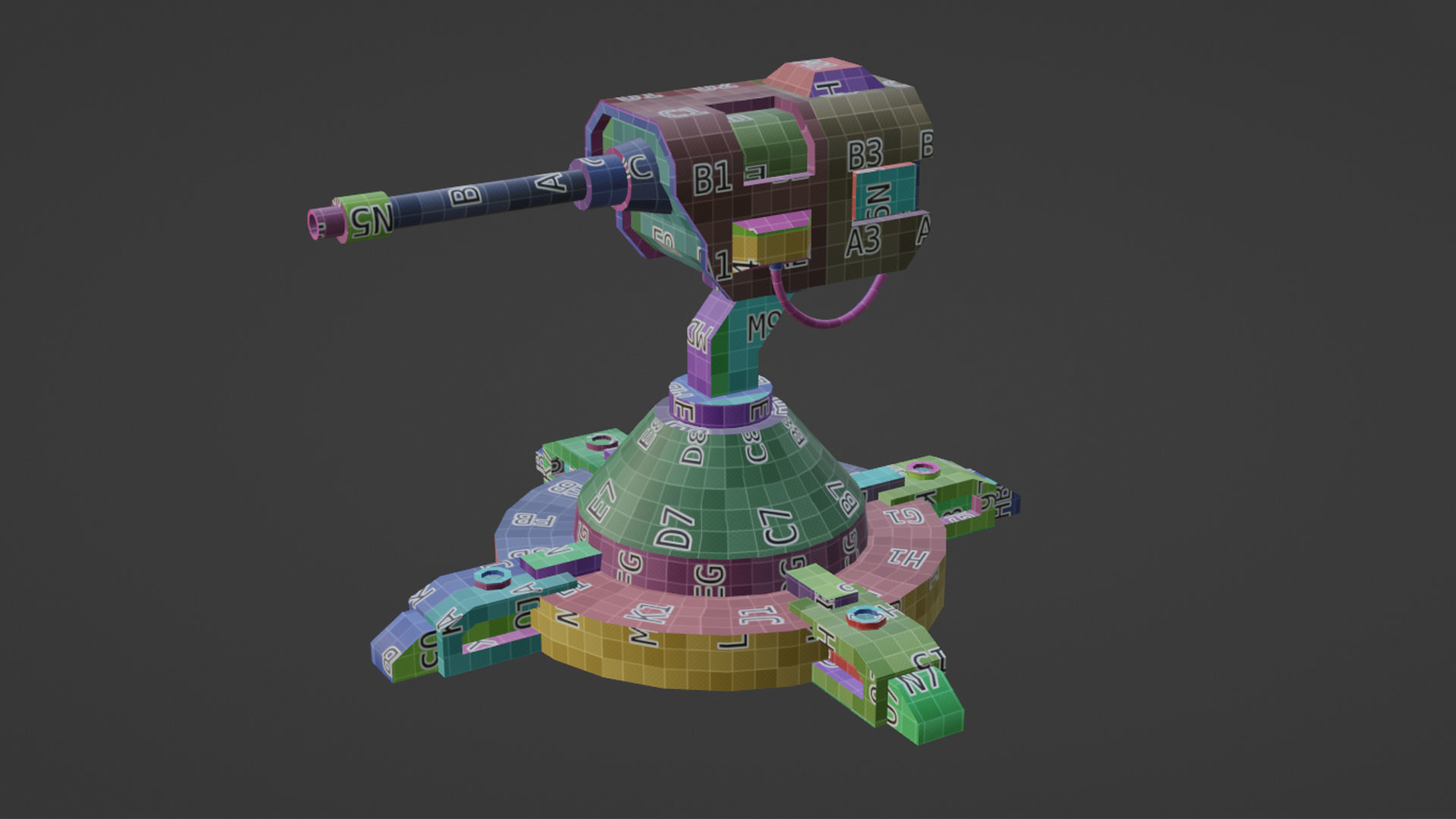 Combat laser turret Free low-poly 3D model_7