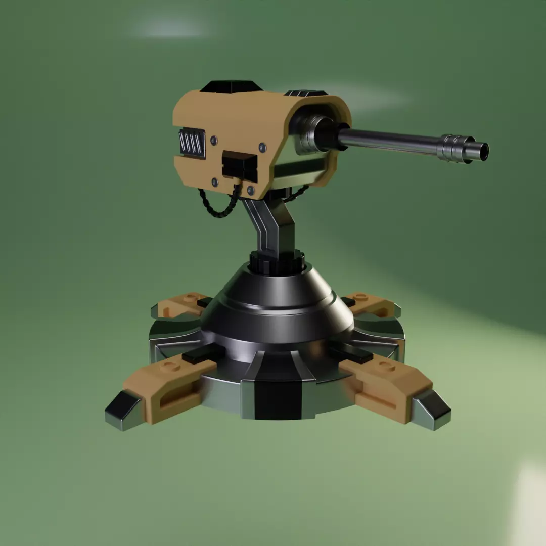 Combat laser turret Free low-poly 3D model_0