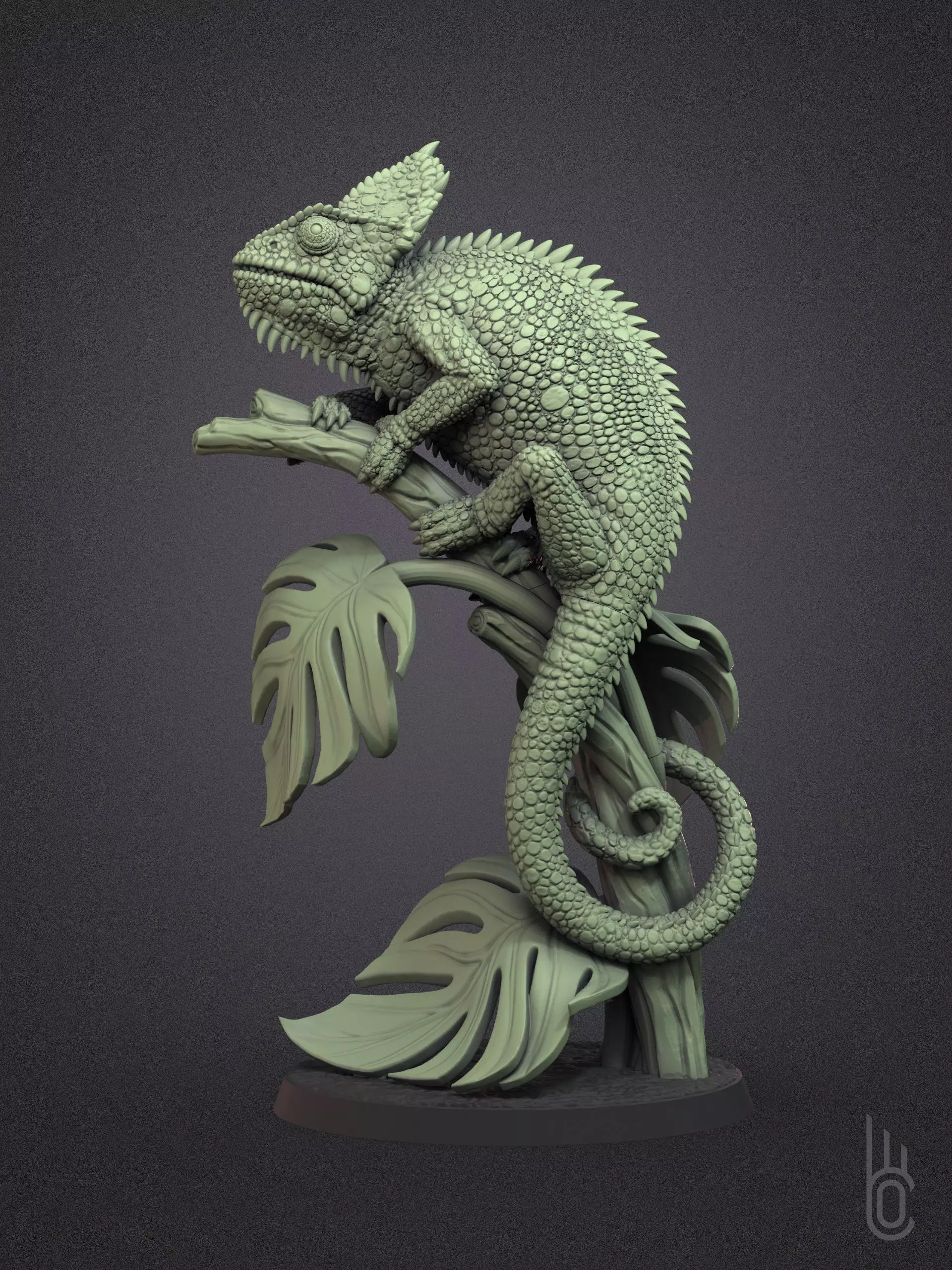 Veiled Chameleon 3D print model_0