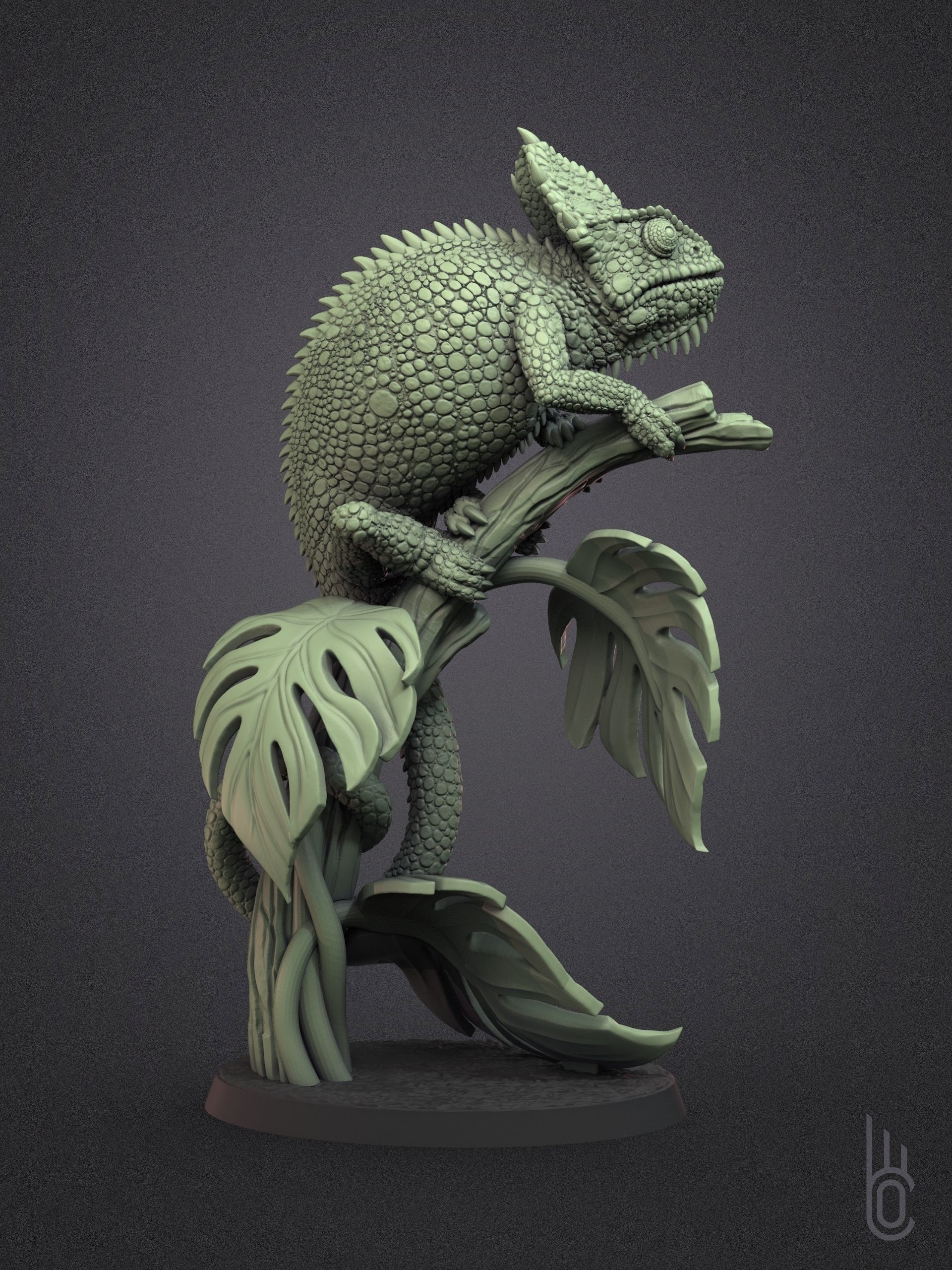 Veiled Chameleon 3D print model_3