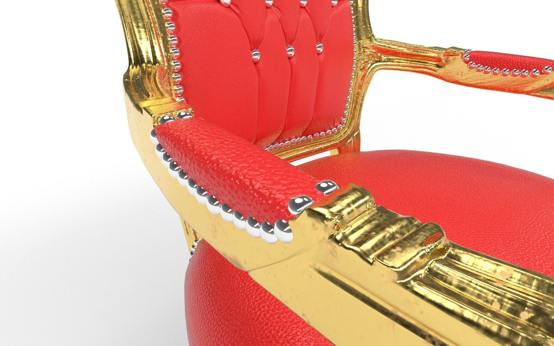 Antique Chair Low-poly 3D model_3