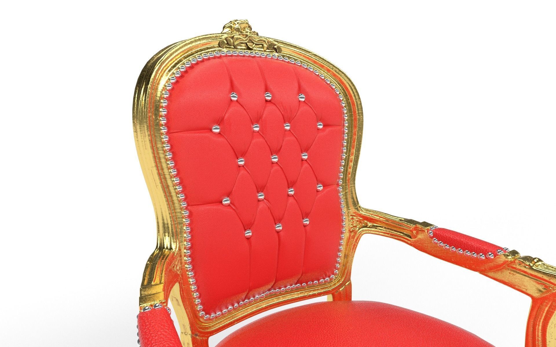 Antique Chair Low-poly 3D model_19