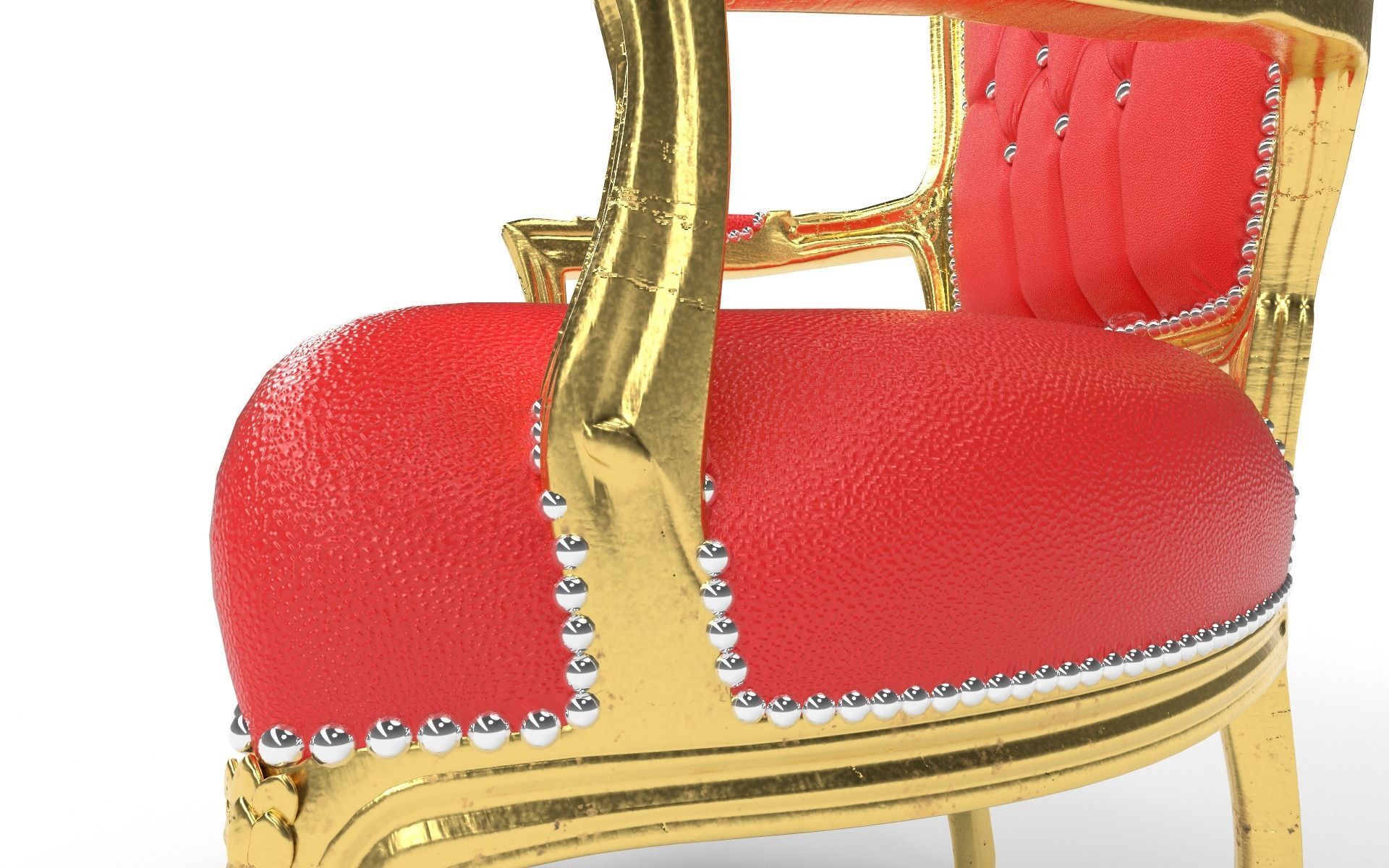 Antique Chair Low-poly 3D model_9