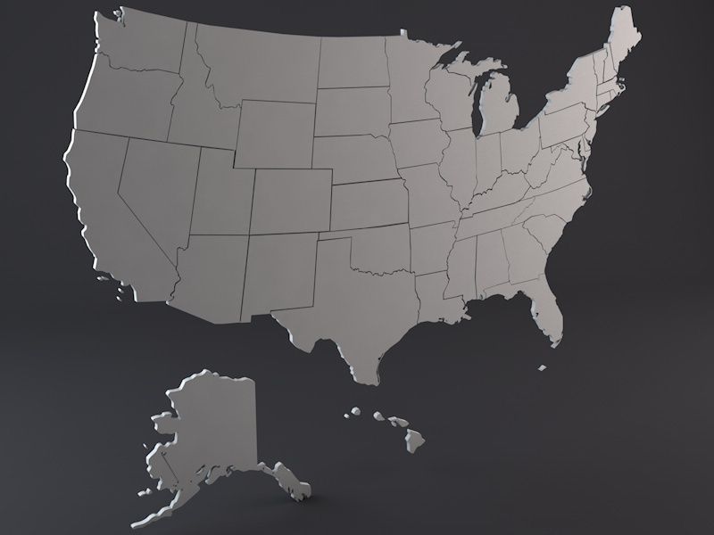 USA States Low-poly 3D model_2
