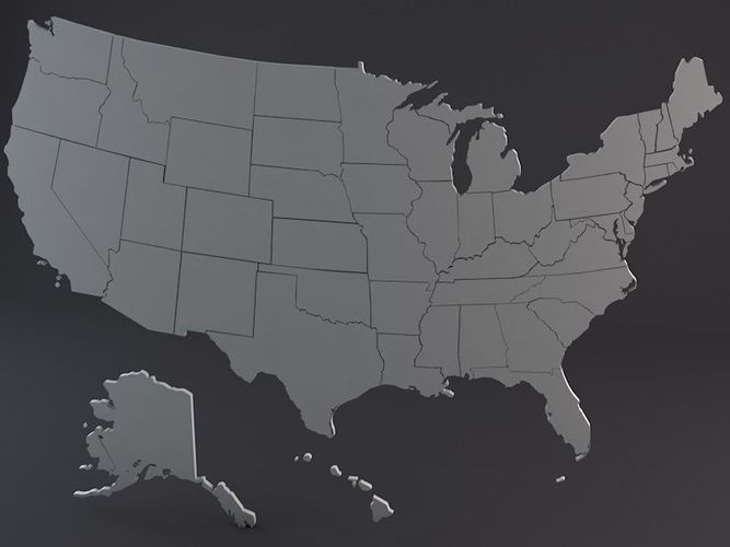 USA States Low-poly 3D model