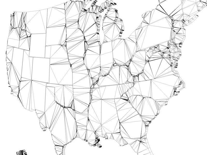 USA States Low-poly 3D model_4