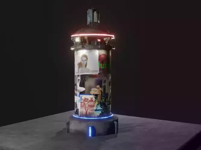 cyberpunk advertising colum