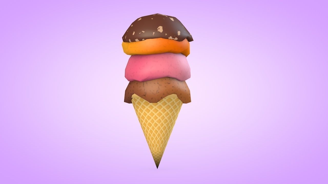 Ice Cream Set Low-poly 3D model_16