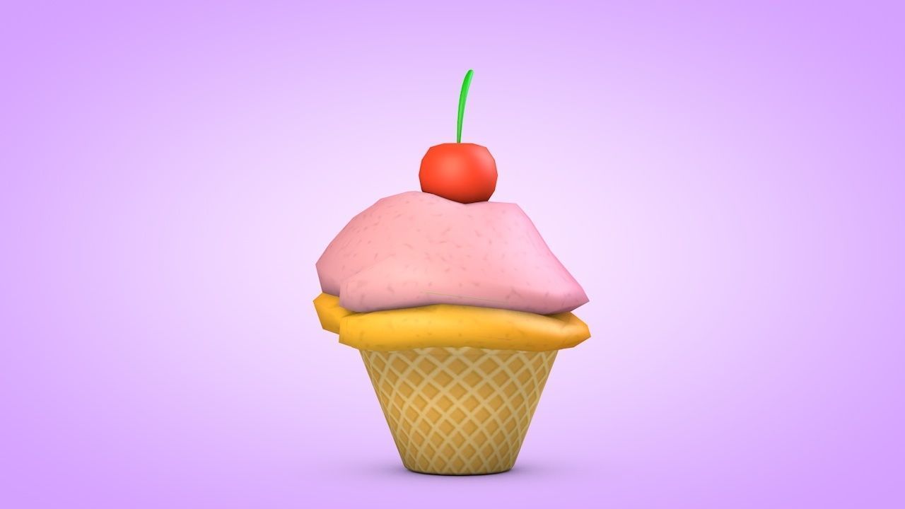Ice Cream Set Low-poly 3D model_9