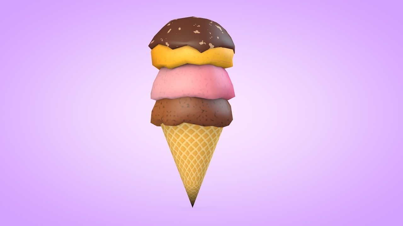 Ice Cream Set Low-poly 3D model_15