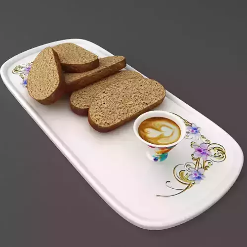 Breakfast on serving plate 3d model 